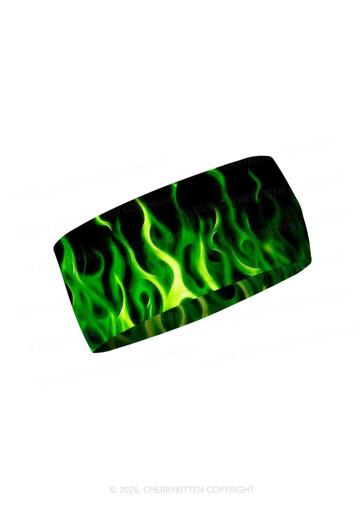 Neon Green Flame Y2K Print Headband Cherrykitten