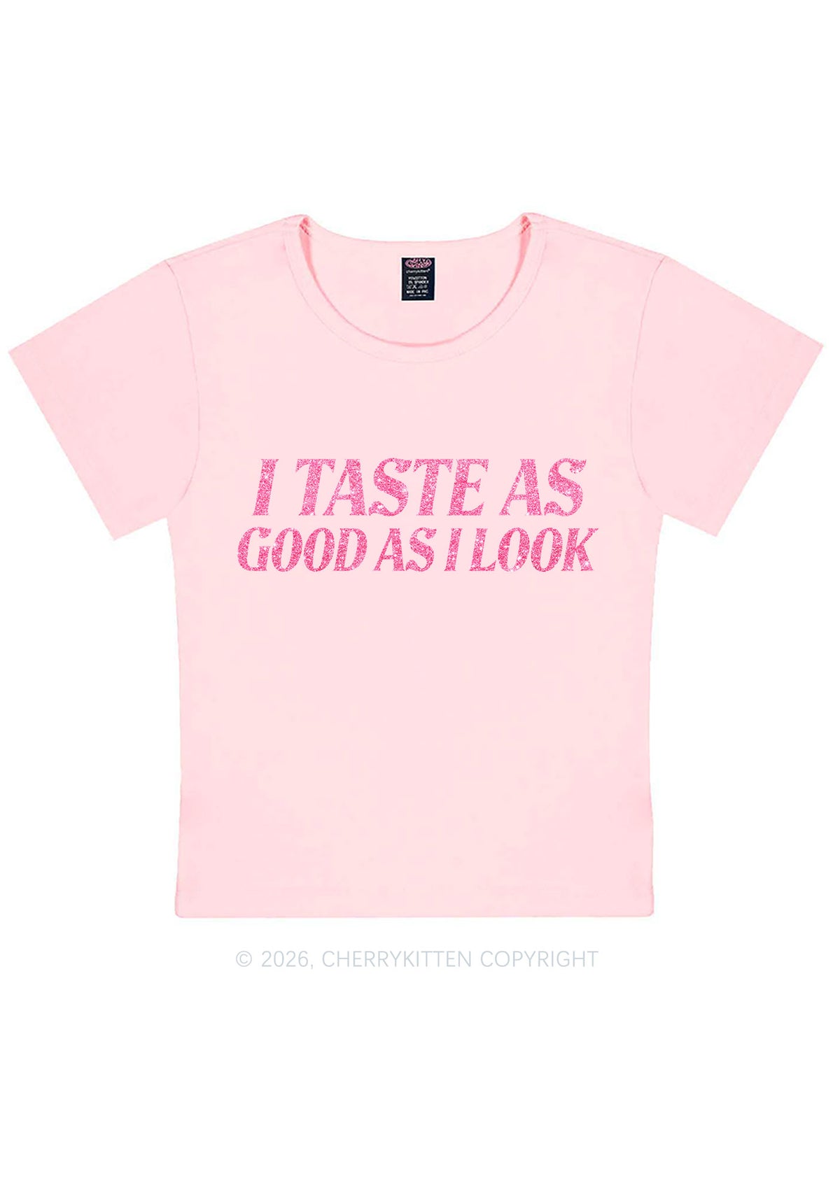 Glitter I Taste Good Y2K Baby Tee Cherrykitten