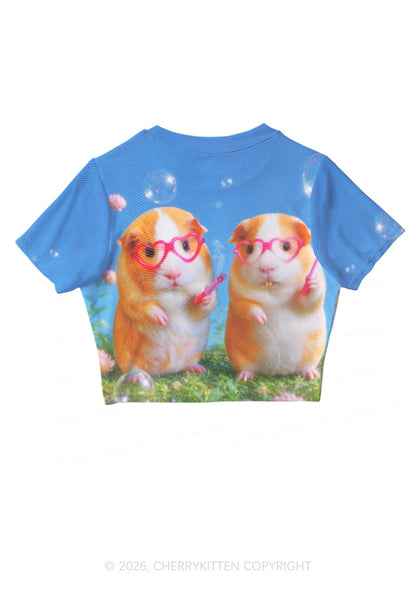 Two Smoking Guinea Pigs Y2K Mesh Crop Top Cherrykitten