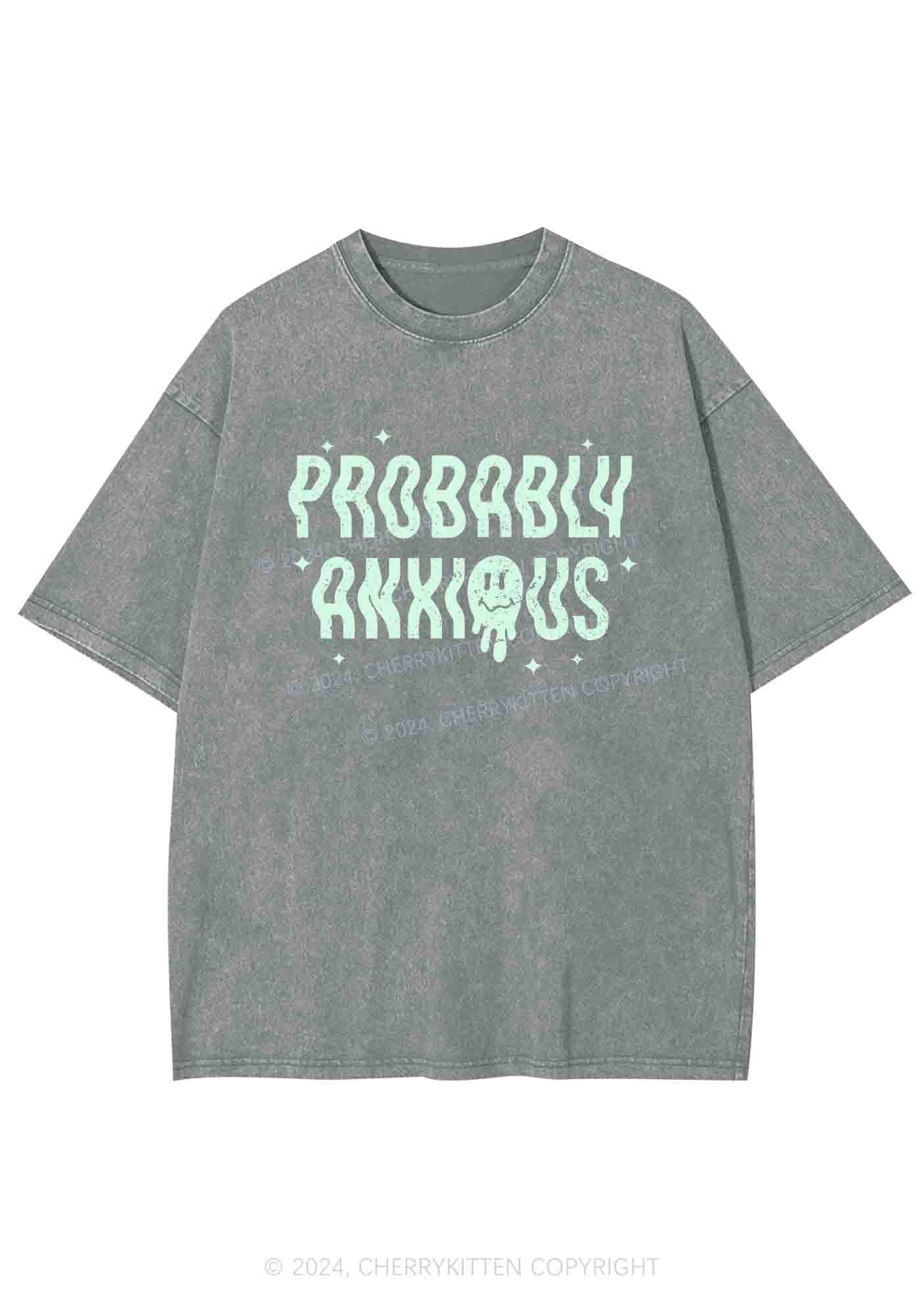 Probably Anxious Grimace Y2K Washed Tee Cherrykitten
