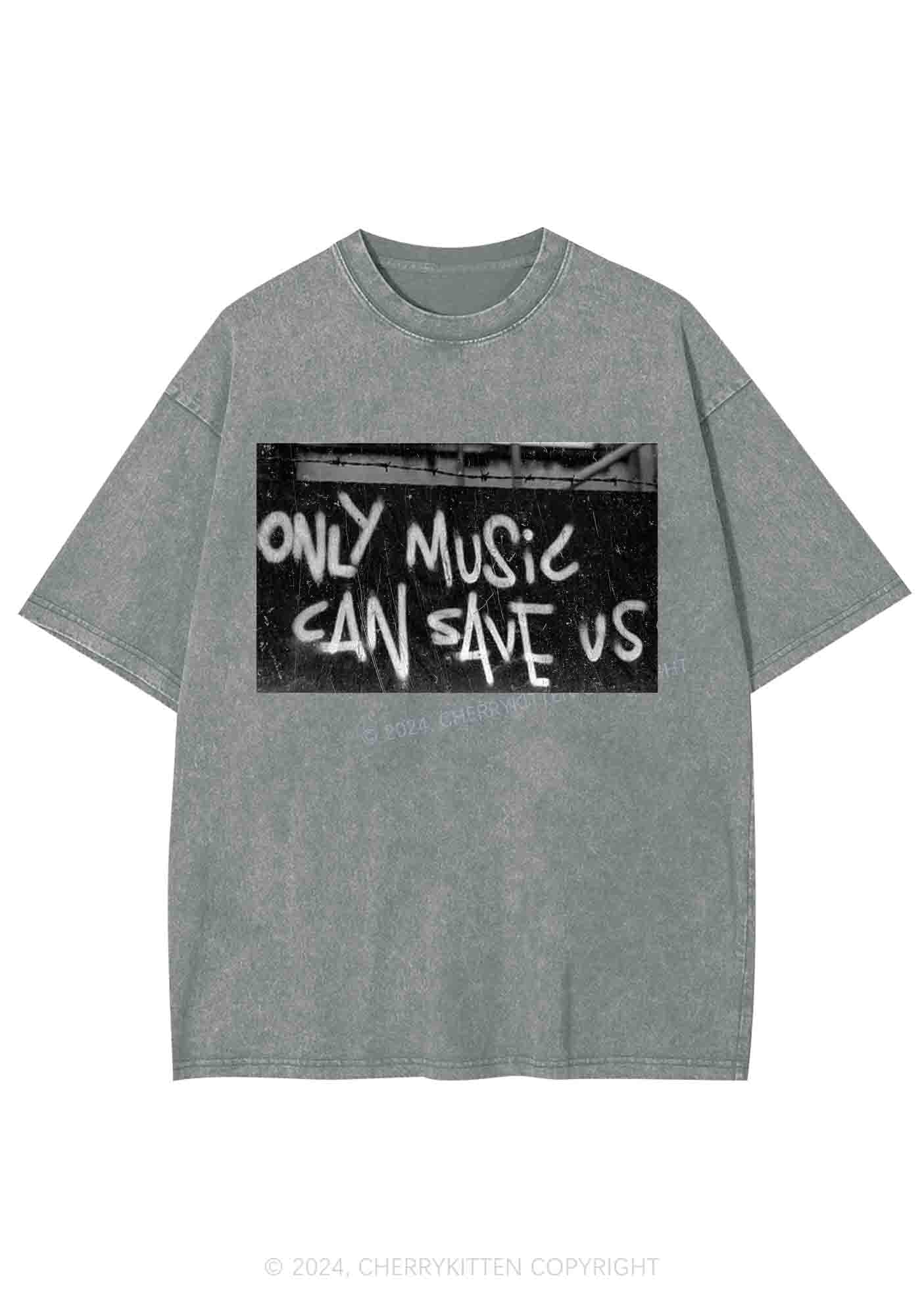 Only Music Can Save Us Y2K Washed Tee Cherrykitten