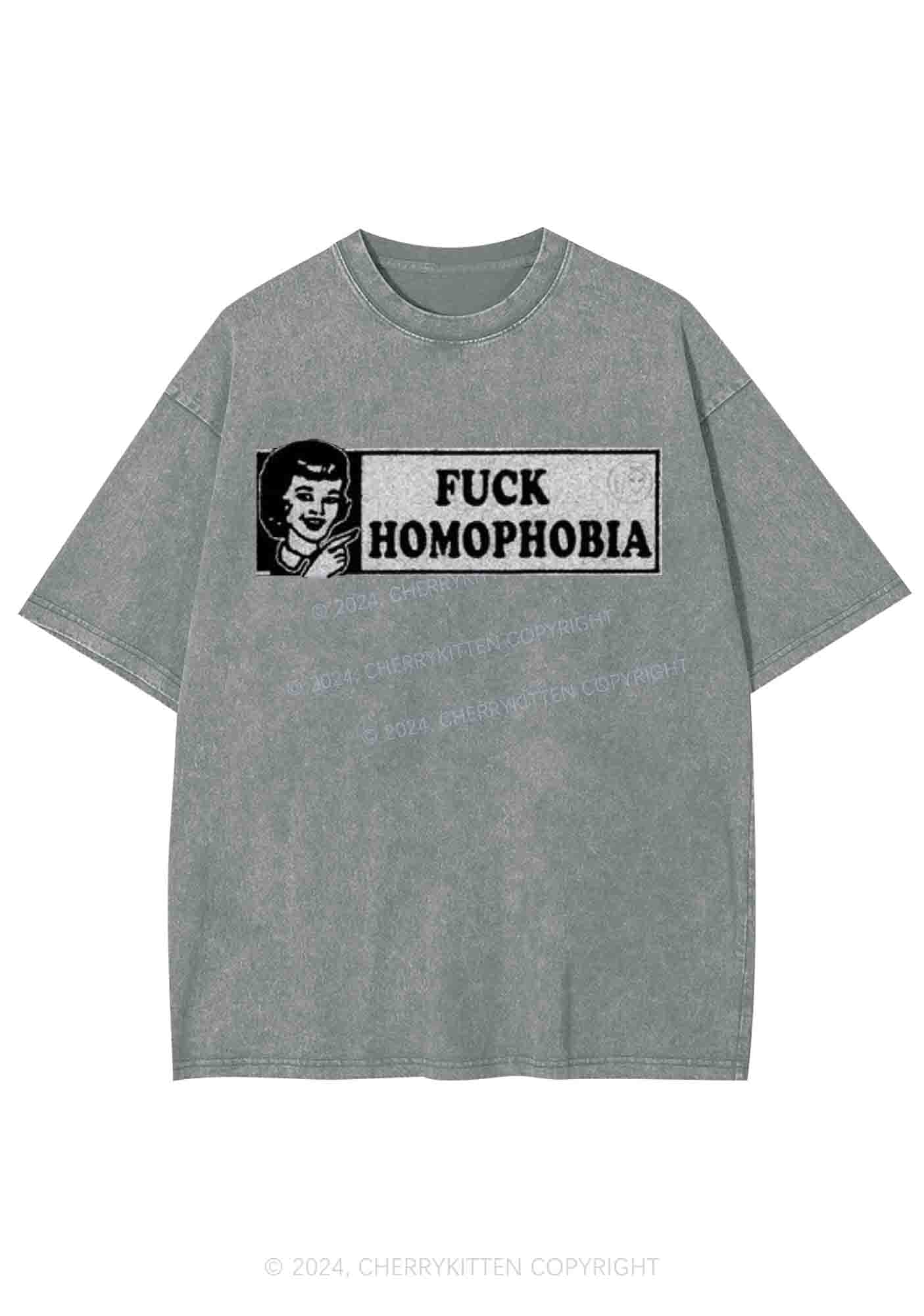 Fxxk Homophobia Y2K Washed Tee Cherrykitten