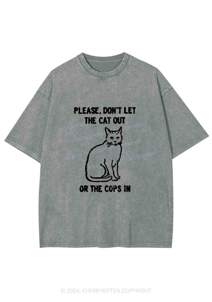 Don't Let The Cat Out Y2K Washed Tee Cherrykitten