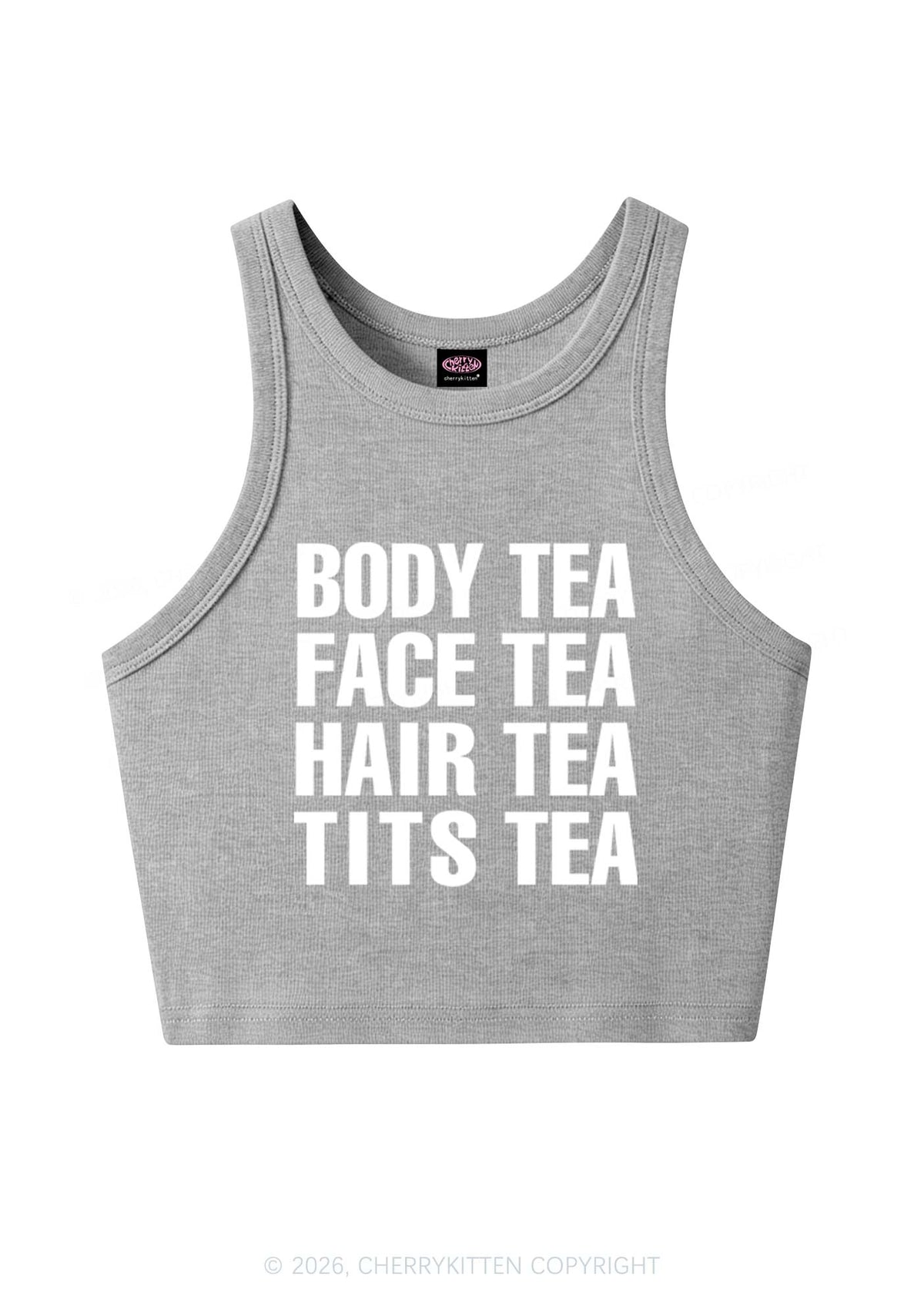 Body Face Hair Txts Tea Y2K Crop Tank Top Cherrykitten