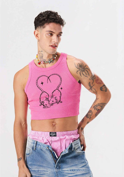 Two Rats Heart Tail Y2K Crop Tank Top Cherrykitten