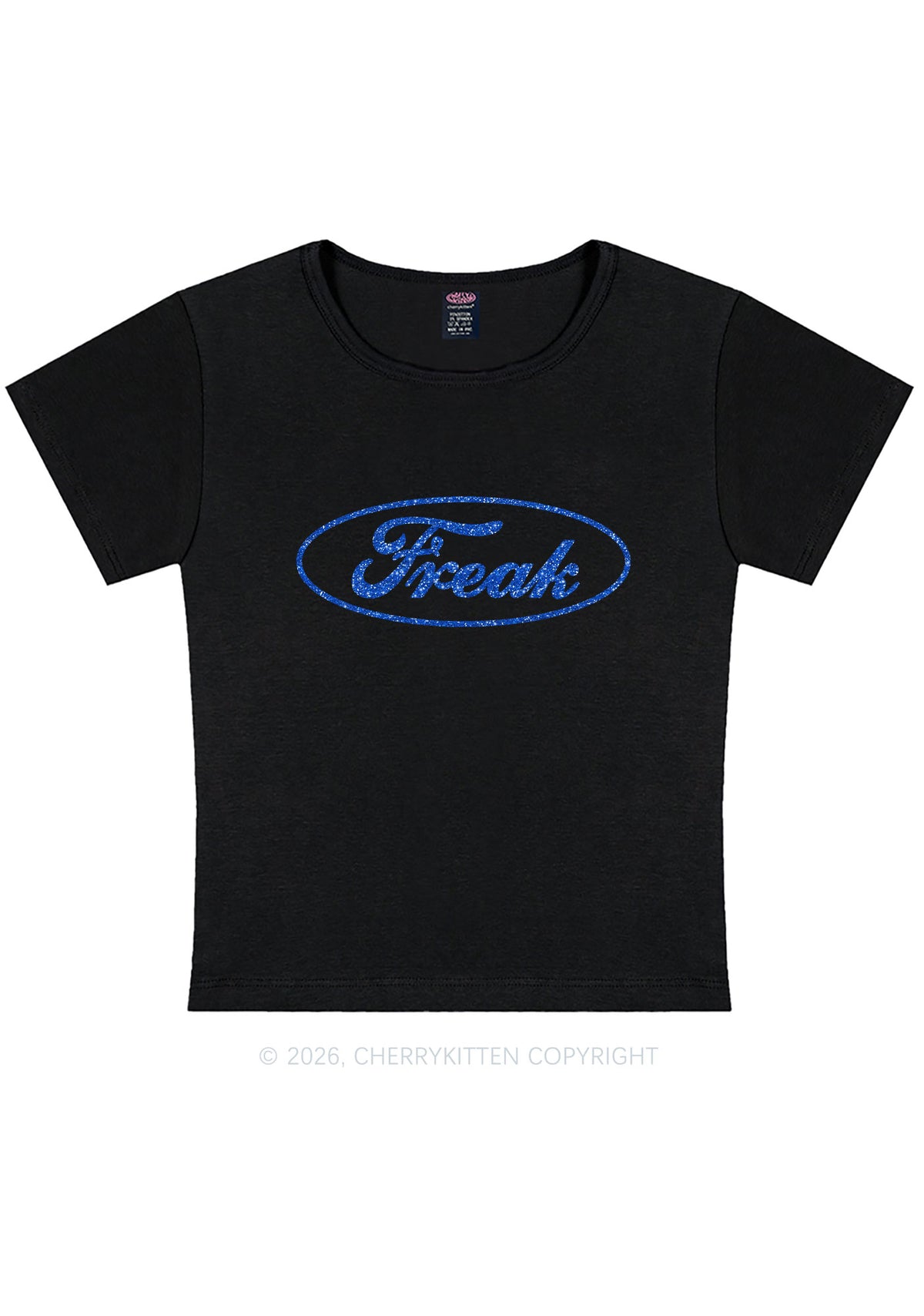 Glitter Oval Freak Y2K Baby Tee Cherrykitten