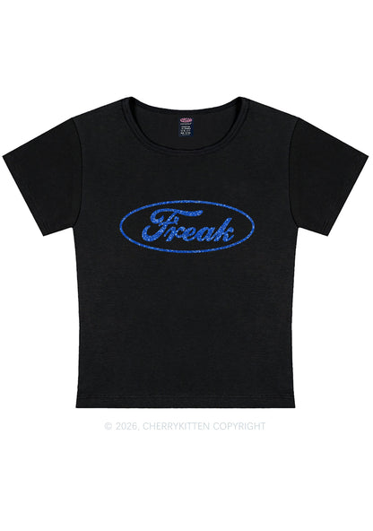 Glitter Oval Freak Y2K Baby Tee Cherrykitten