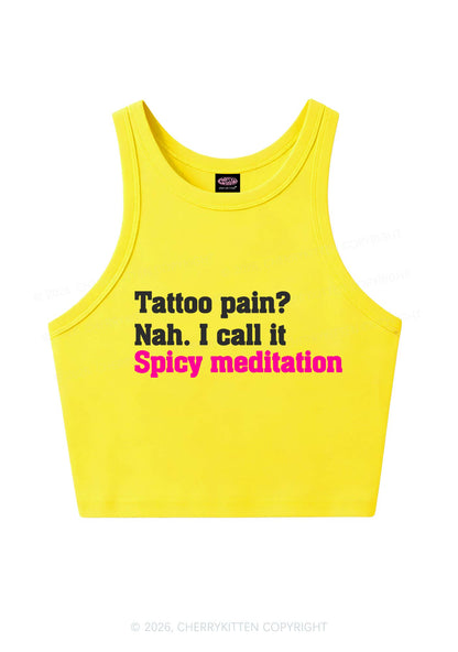 Tattoo Pain Spicy Meditation Y2K Crop Tank Top Cherrykitten