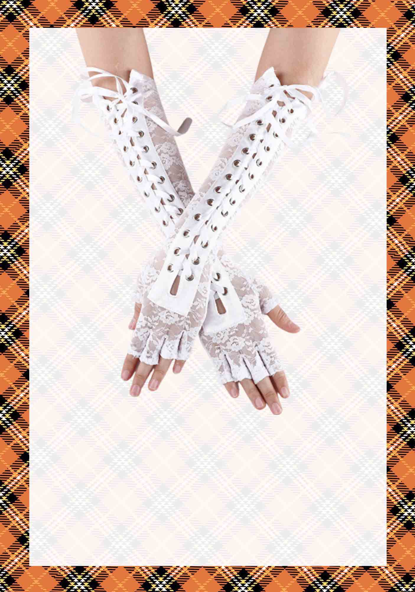 Halloween Y2K Studded Lace Strap Gloves