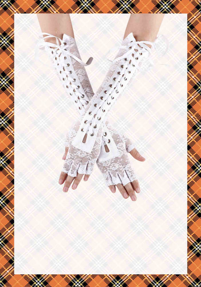 Halloween Y2K Studded Lace Strap Gloves