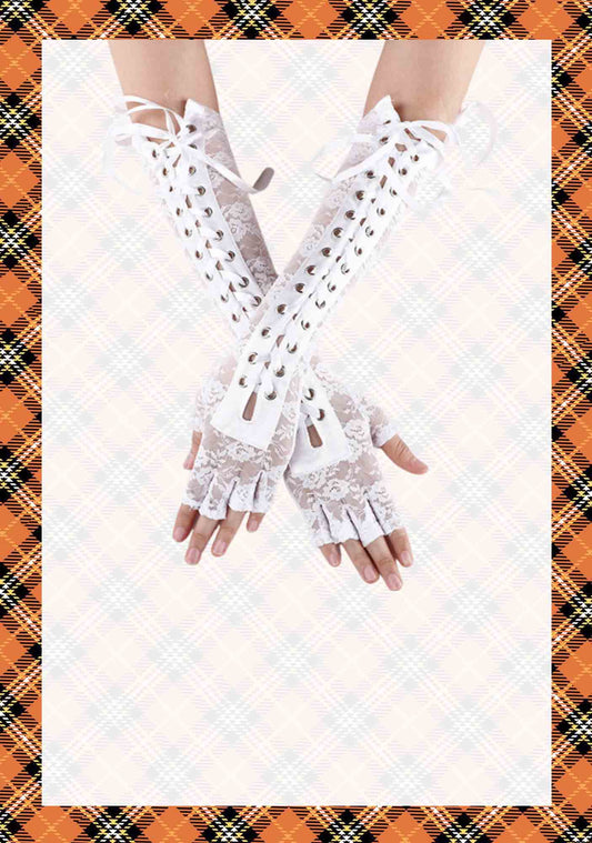 Halloween Y2K Studded Lace Strap Gloves