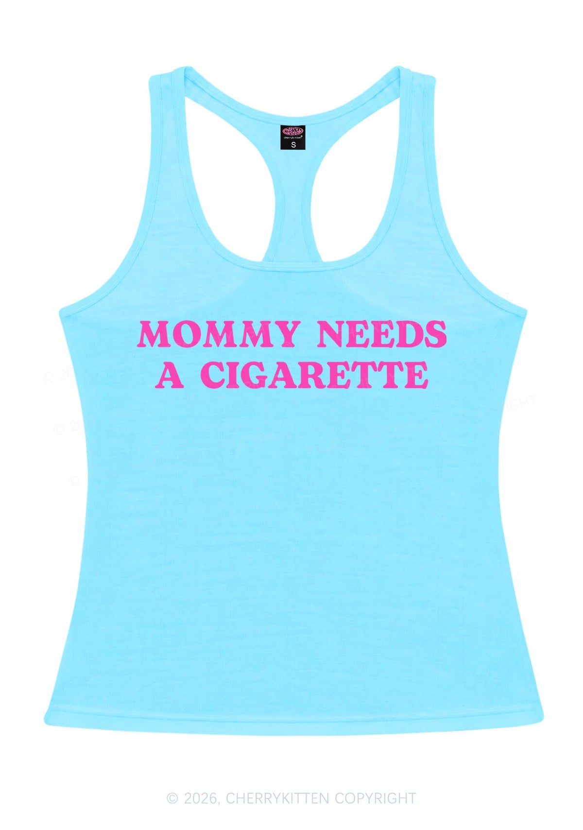 Mommy Needs A Cigarette Y2K Women Racerback Tank Top Cherrykitten