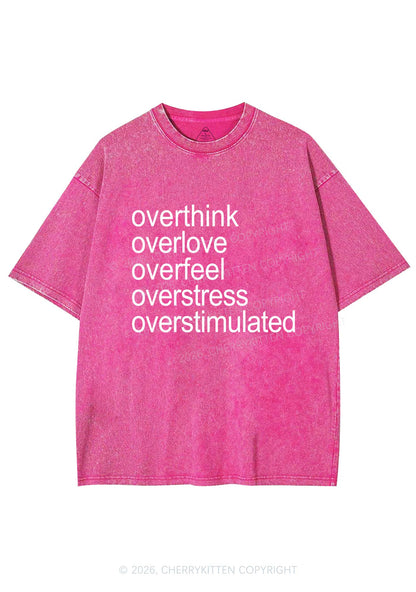 Overstimulated Slogan Y2K Shirts Washed Tee Cherrykitten