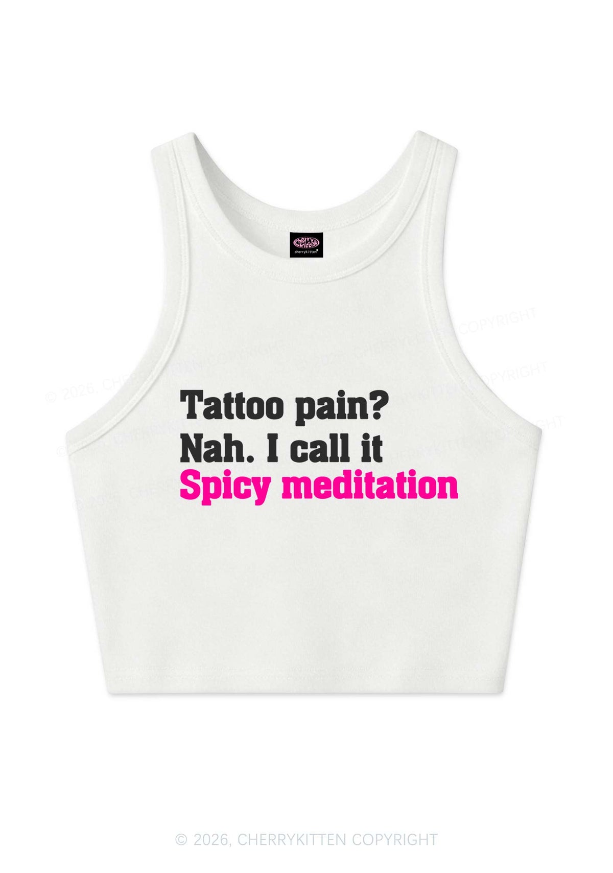 Tattoo Pain Spicy Meditation Y2K Crop Tank Top Cherrykitten