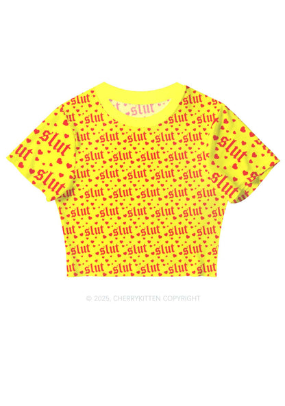 Yellow Slxt  Y2K Mesh Crop Top Cherrykitten