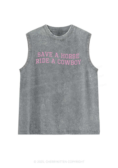 Glitter Save A Horse Y2K Washed Muscle Tank Cherrykitten