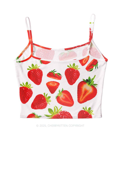White Strawberry Y2K Mesh Cami Tank Cherrykitten