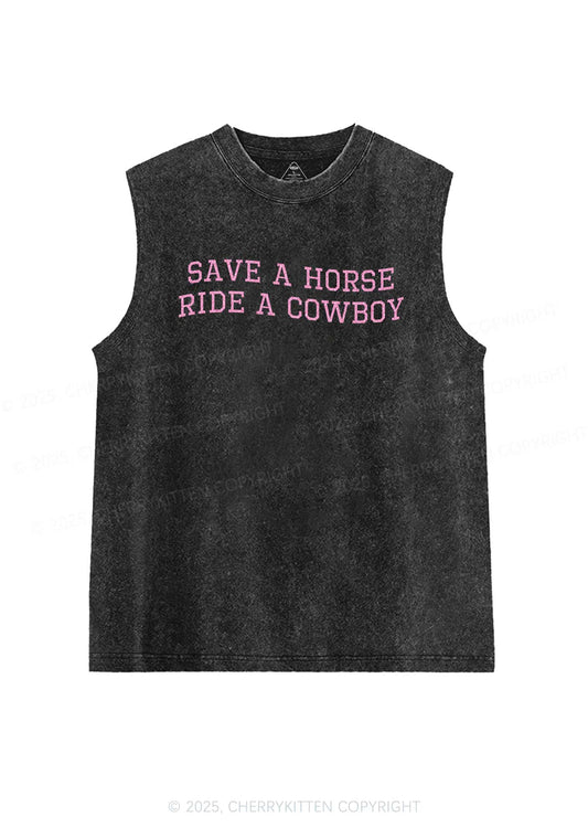 Glitter Save A Horse Y2K Washed Muscle Tank Cherrykitten
