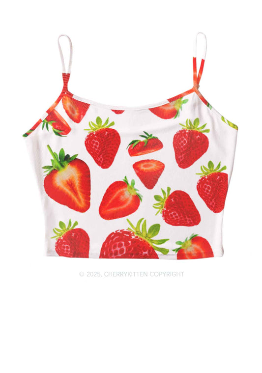 White Strawberry Y2K Mesh Cami Tank Cherrykitten
