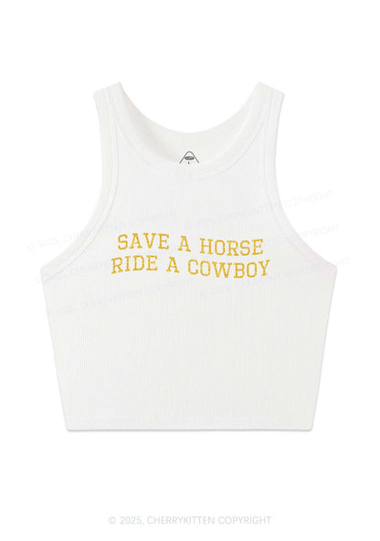 Glitter Save A Horse Y2K Crop Tank Top Cherrykitten