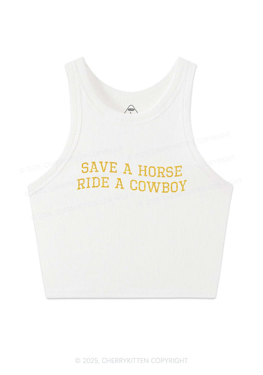 Glitter Save A Horse Y2K Crop Tank Top Cherrykitten