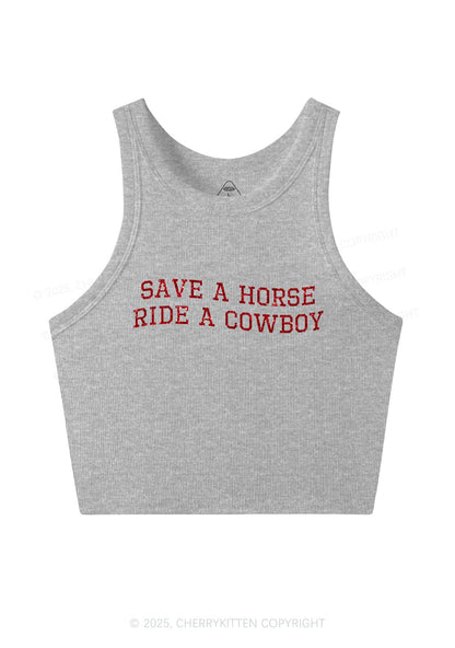 Glitter Save A Horse Y2K Crop Tank Top Cherrykitten