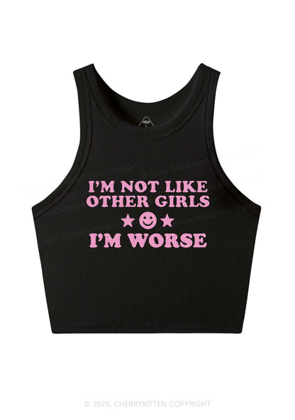 Glitter Im Worse Y2K Crop Tank Top Cherrykitten