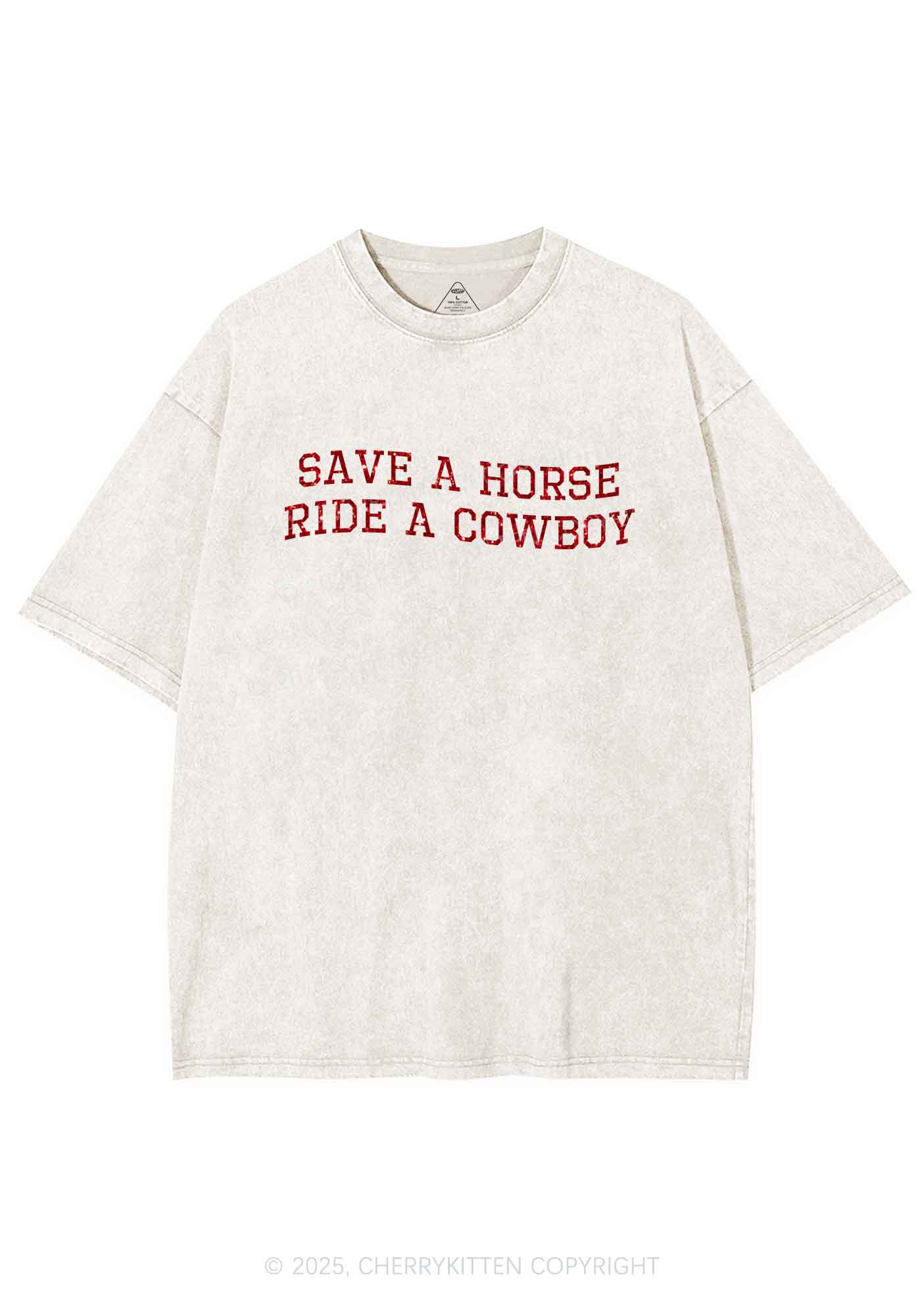 Glitter Save A Horse Y2K Shirts Washed Tee Cherrykitten
