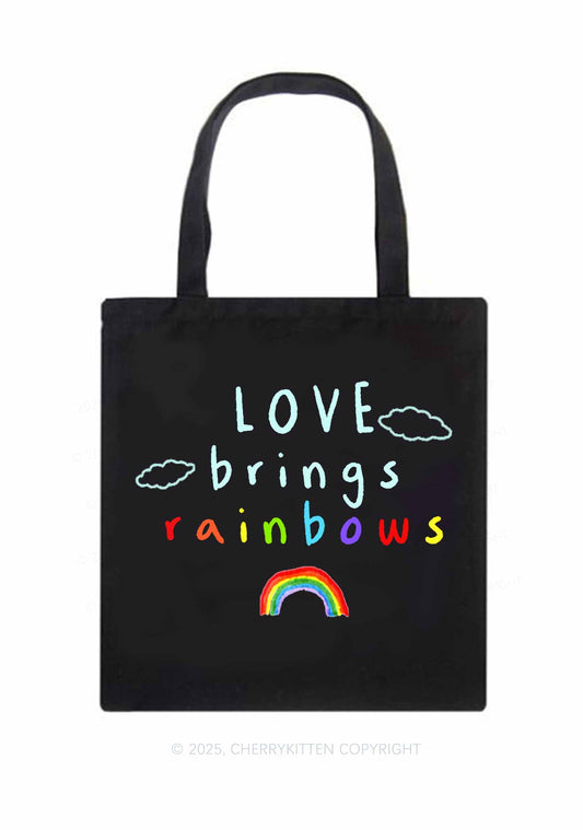 Love Brings Rainbows Pride Y2K Canvas Tote Bag Cherrykitten