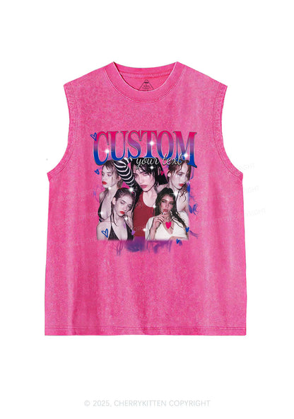 Custom Photo Bisexual Pride Y2K Washed Muscle Tank Cherrykitten