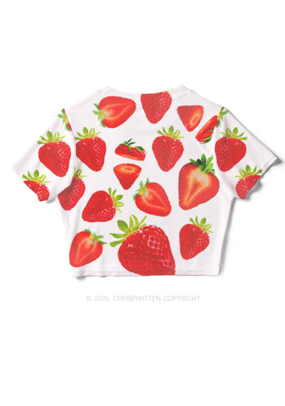 White Strawberry Y2K Mesh Crop Top Cherrykitten