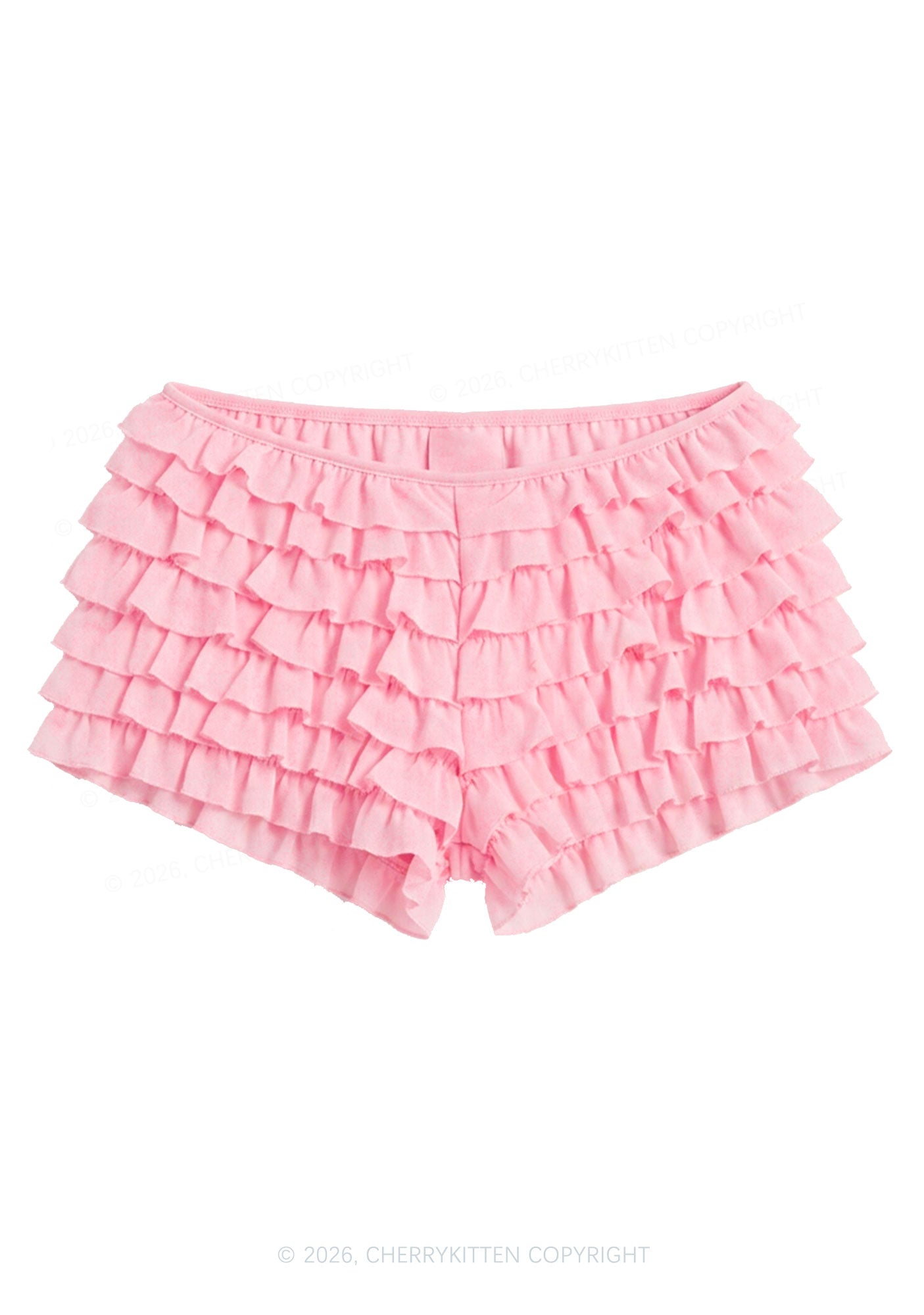 Y2K Mesh Ruffle Layered Shorts With Back Bow Cherrykitten