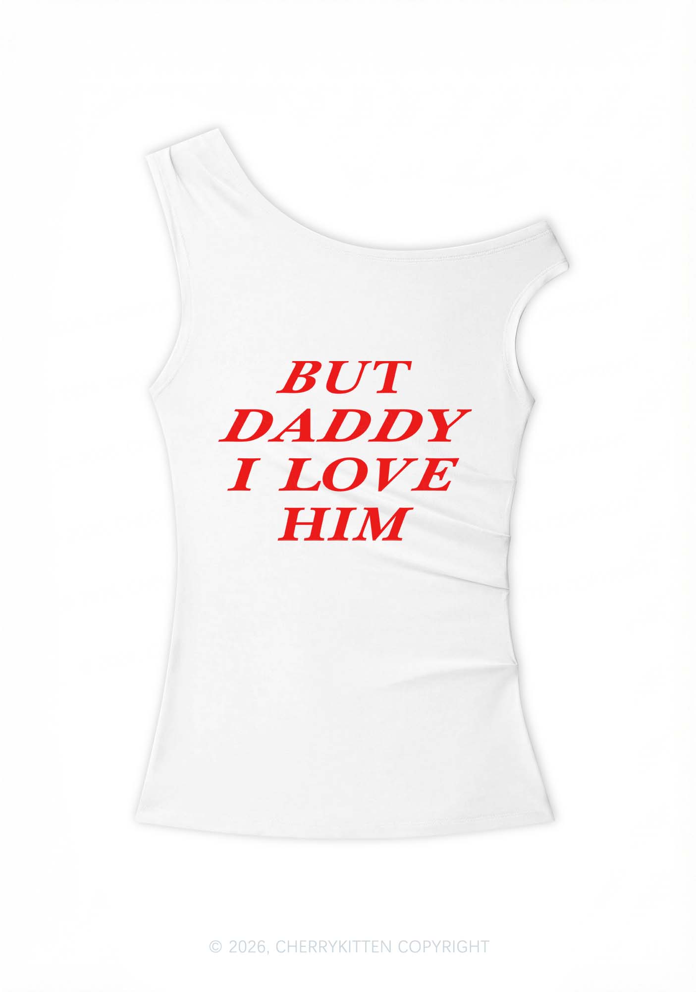 But Daddy I Love Him Y2K Off Shoulder Tank Top Cherrykitten