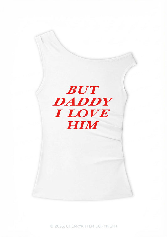 But Daddy I Love Him Y2K Off Shoulder Tank Top Cherrykitten