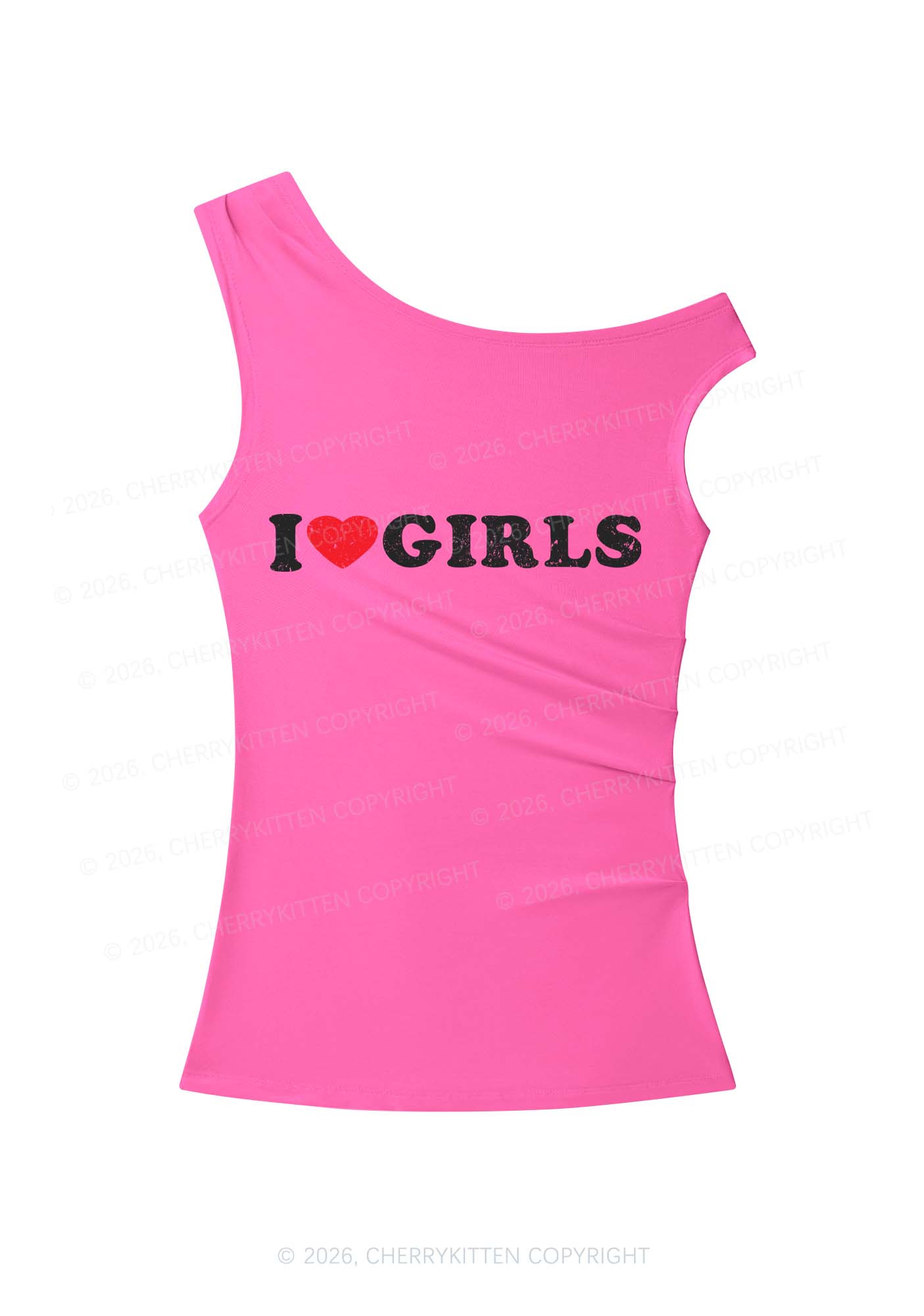 I Love Girls Pride Y2K Off Shoulder Tank Top Cherrykitten