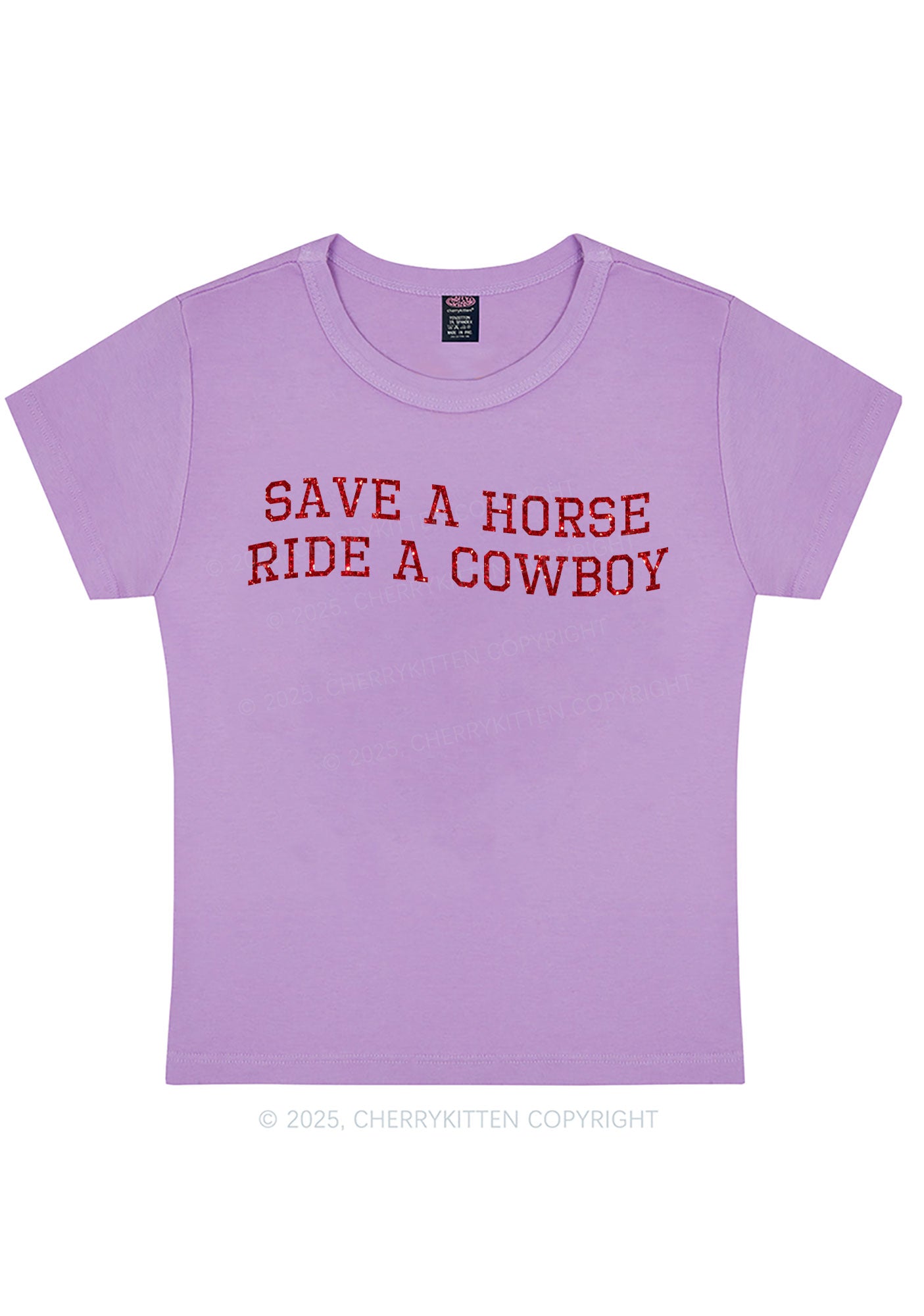 Glitter Save A Horse Y2K Baby Tee Cherrykitten