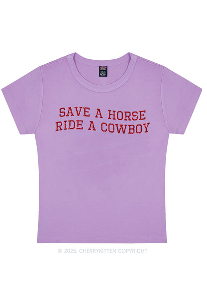 Glitter Save A Horse Y2K Baby Tee Cherrykitten