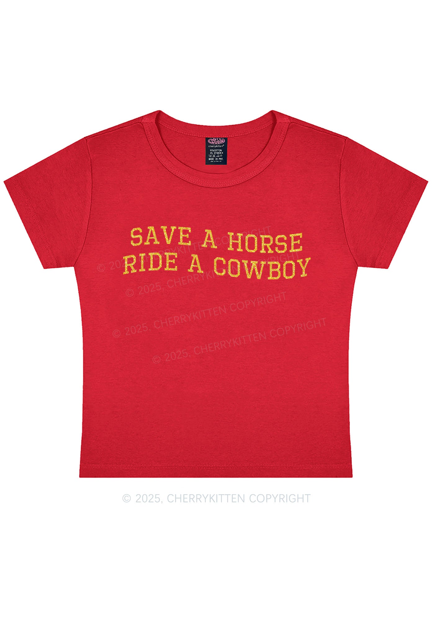 Glitter Save A Horse Y2K Baby Tee Cherrykitten