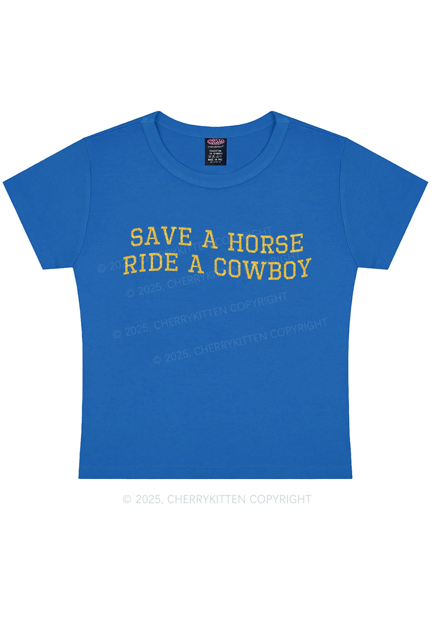 Glitter Save A Horse Y2K Baby Tee Cherrykitten