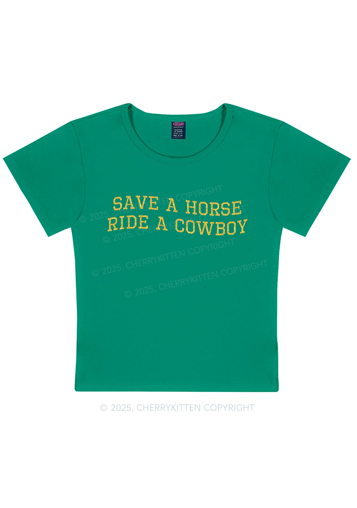 Glitter Save A Horse Y2K Baby Tee Cherrykitten