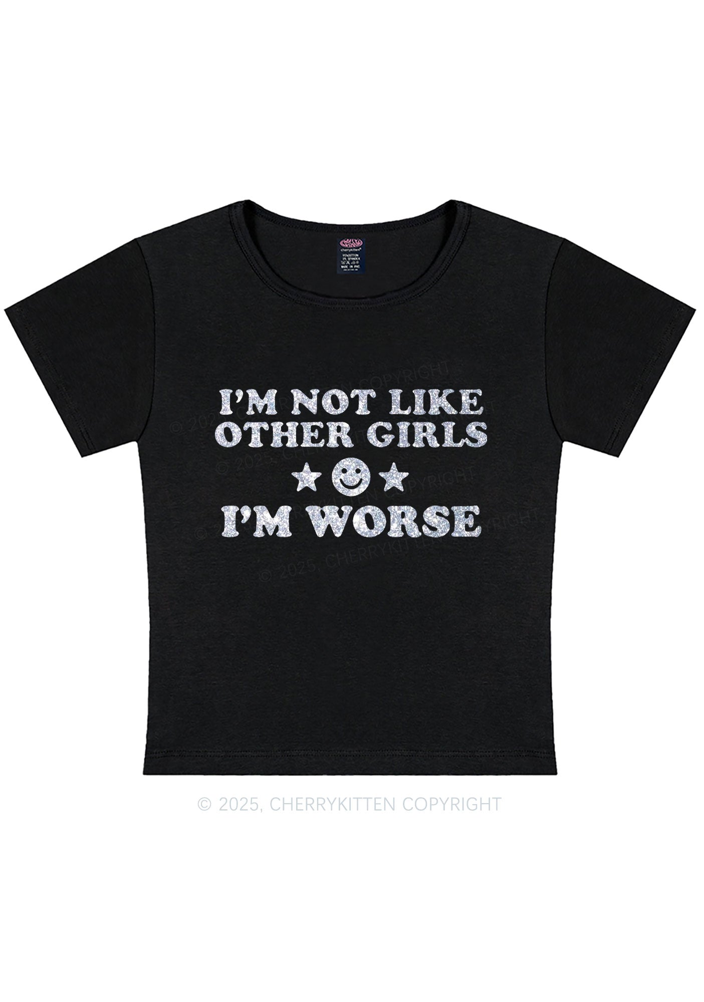 Glitter Im Worse Y2K Baby Tee Cherrykitten