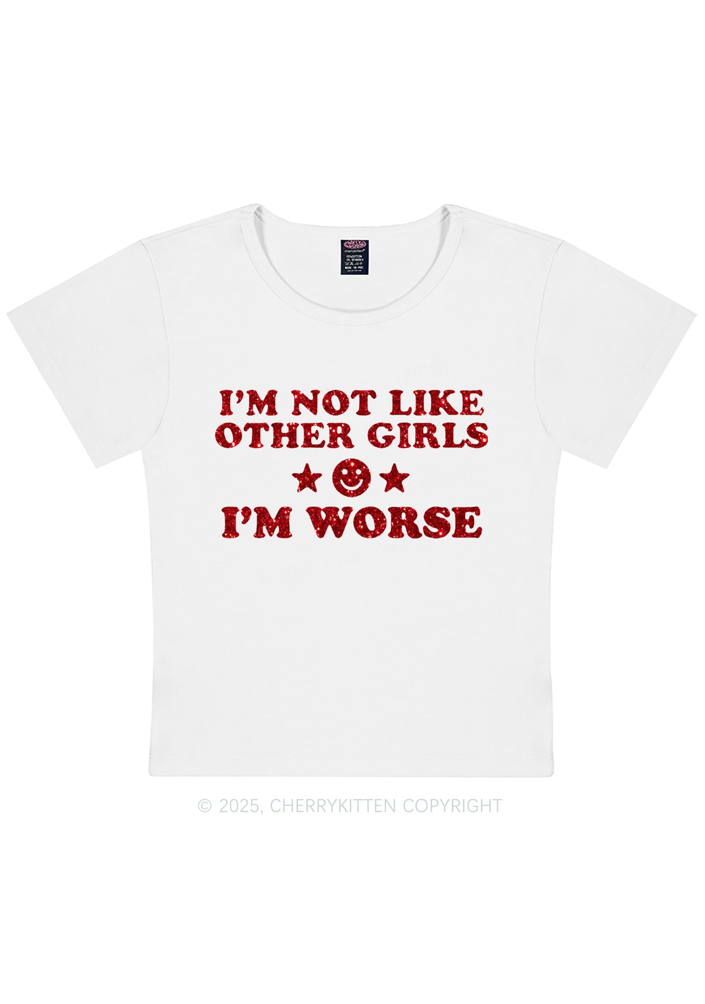 Glitter Im Worse Y2K Baby Tee Cherrykitten