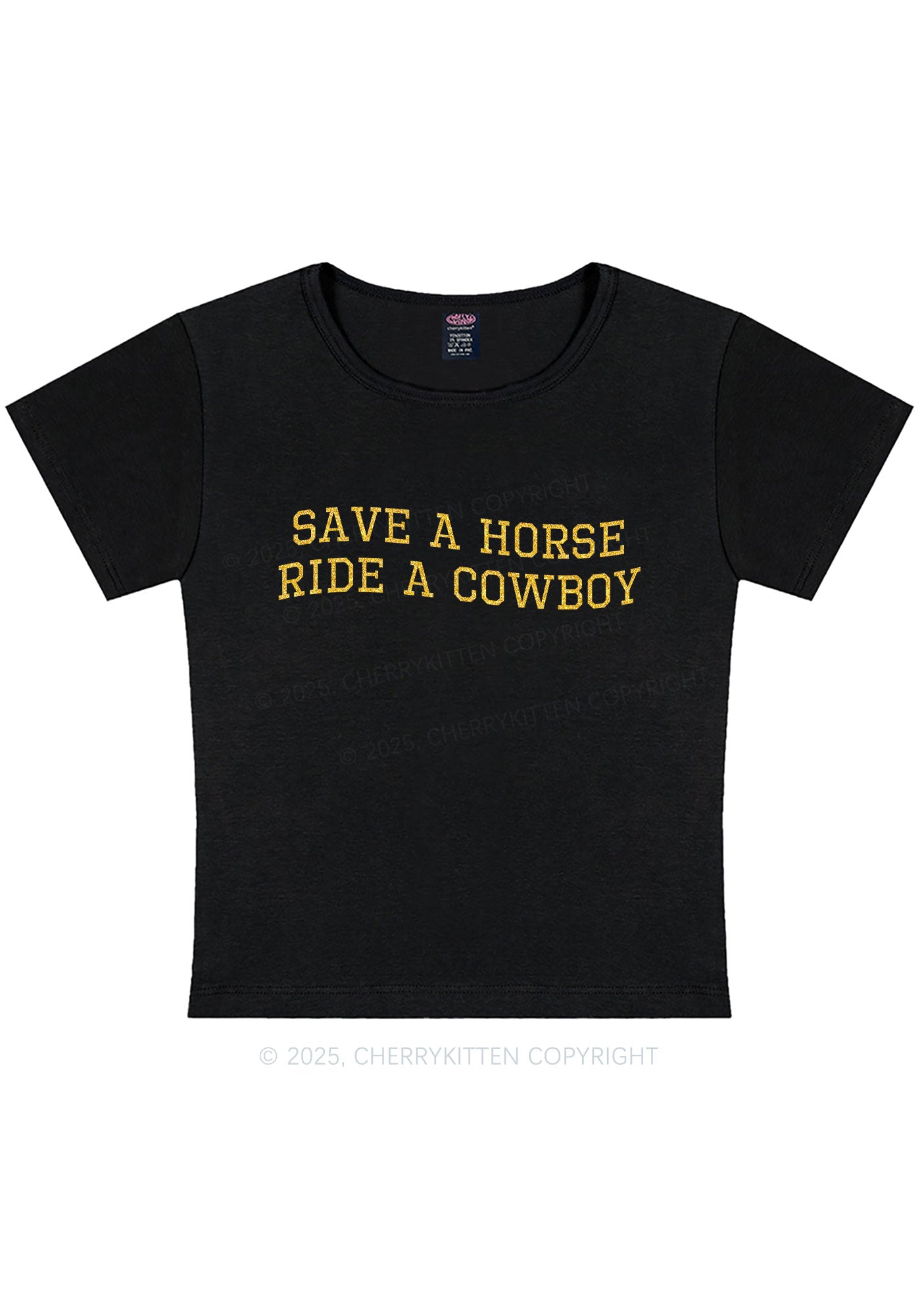 Glitter Save A Horse Y2K Baby Tee Cherrykitten