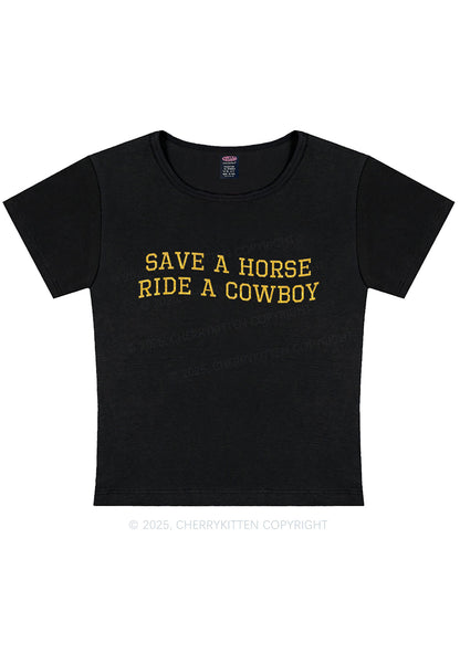 Glitter Save A Horse Y2K Baby Tee Cherrykitten