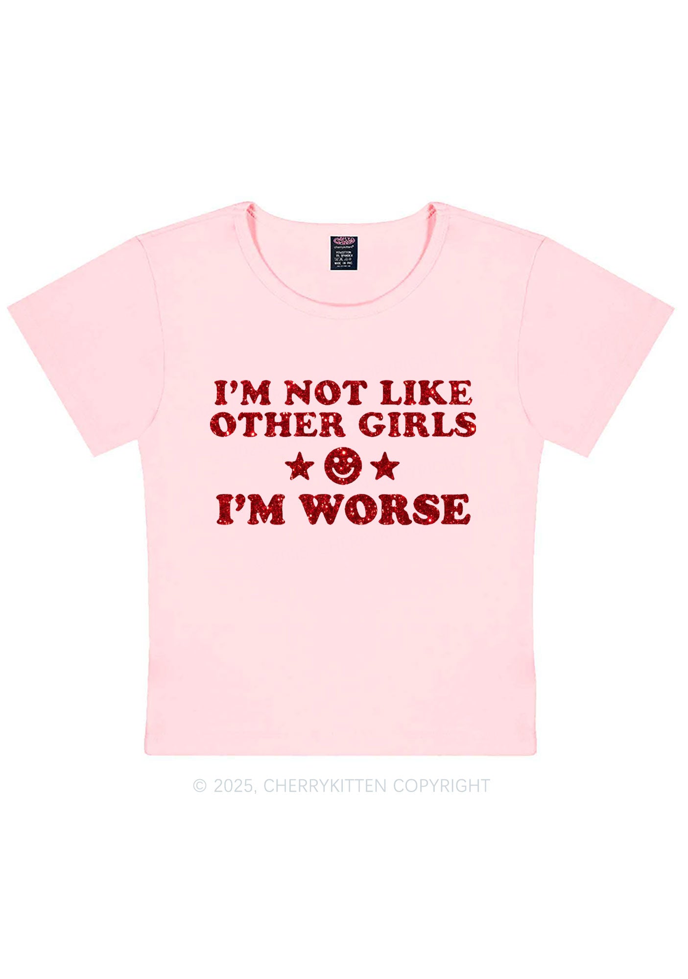 Glitter Im Worse Y2K Baby Tee Cherrykitten