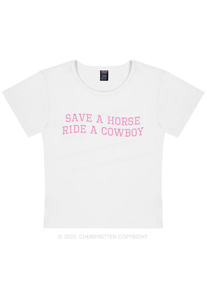 Glitter Save A Horse Y2K Baby Tee Cherrykitten