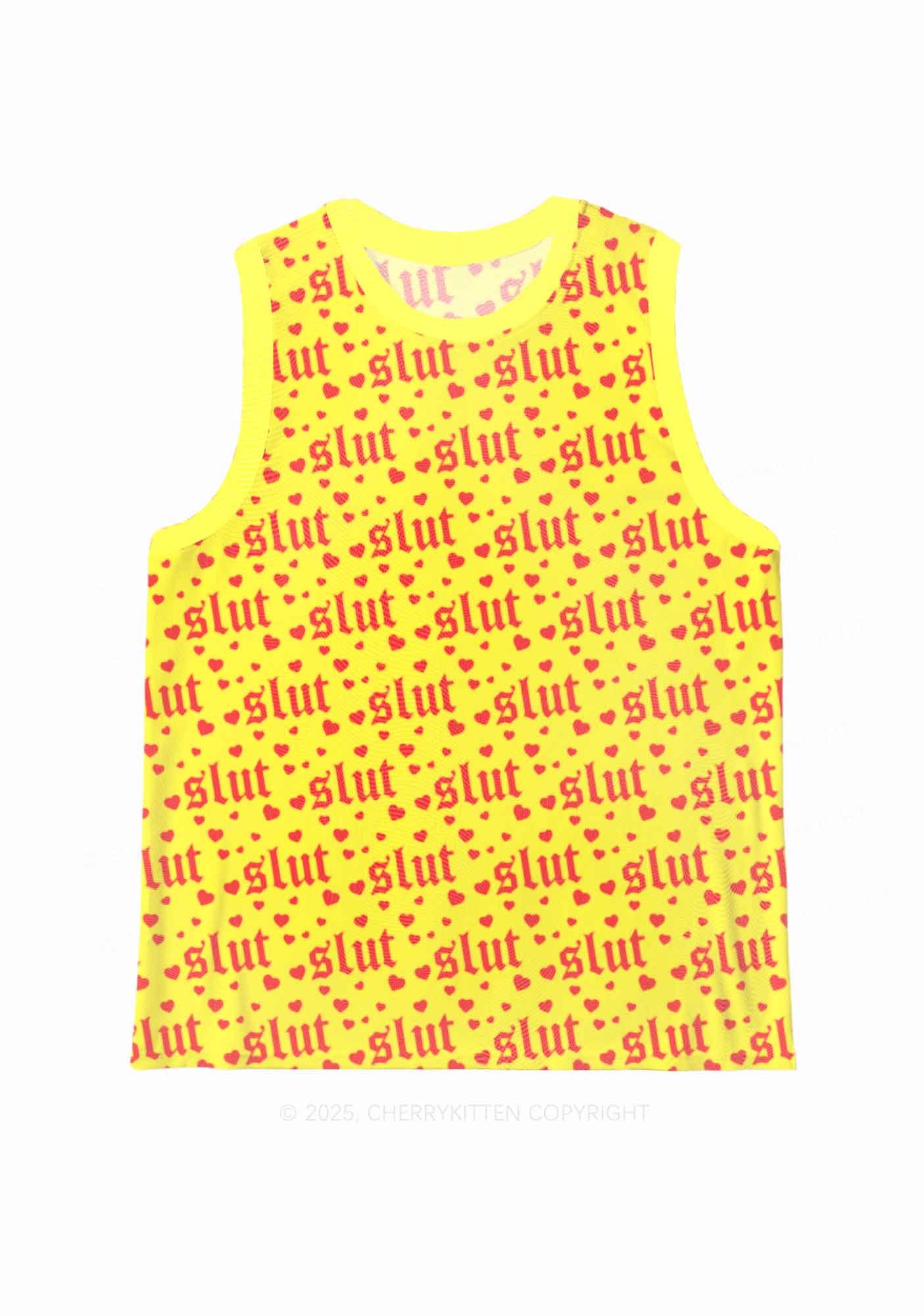 Yellow Slxt Y2K Mesh Muscle Tank Cherrykitten