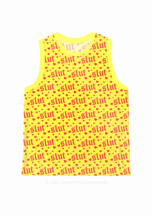 Yellow Slxt Y2K Mesh Muscle Tank Cherrykitten