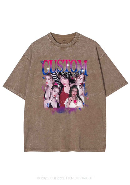 Custom Photo Bisexual Pride Y2K Shirts Washed Tee Cherrykitten