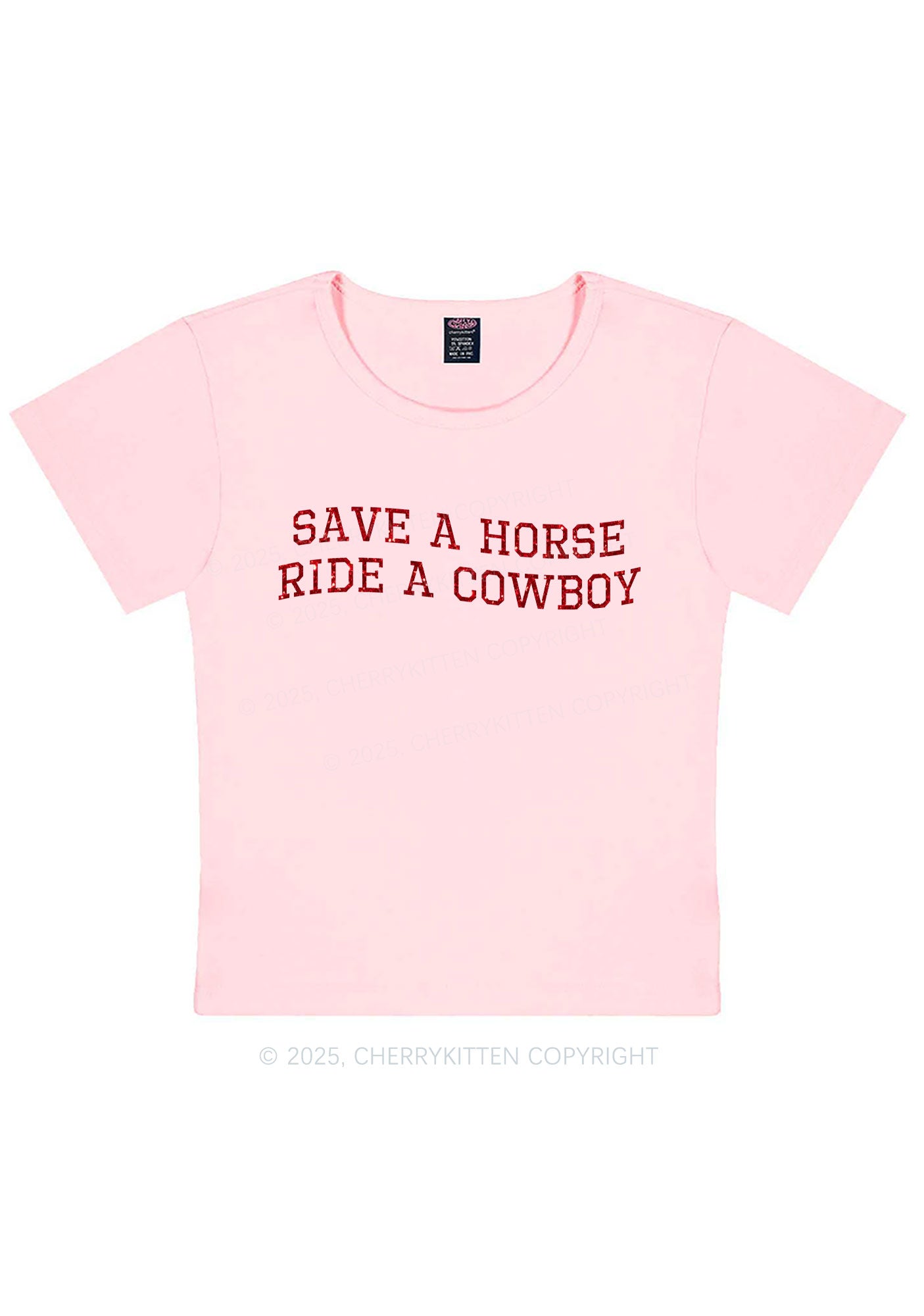 Glitter Save A Horse Y2K Baby Tee Cherrykitten
